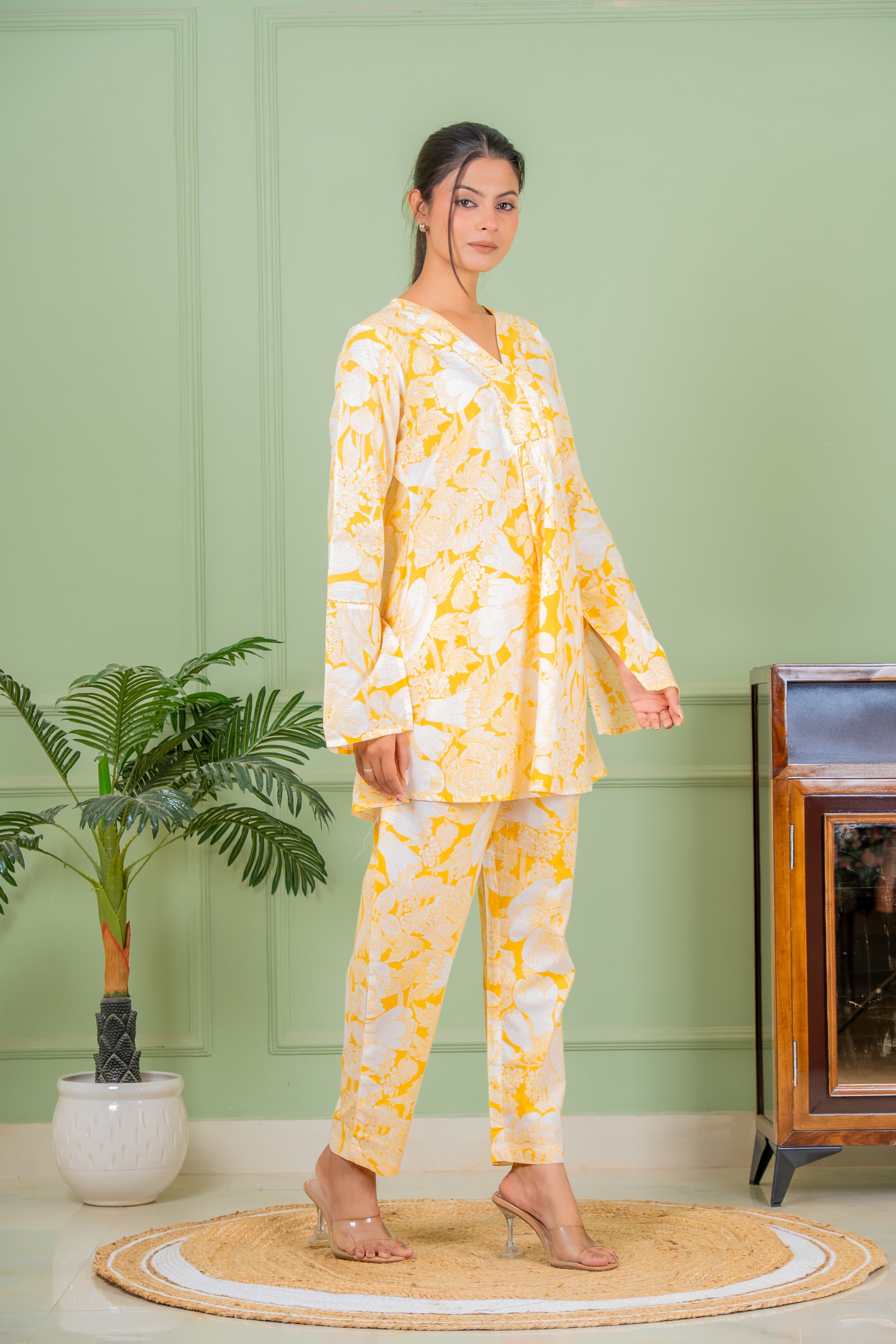 yellow flo co ord set