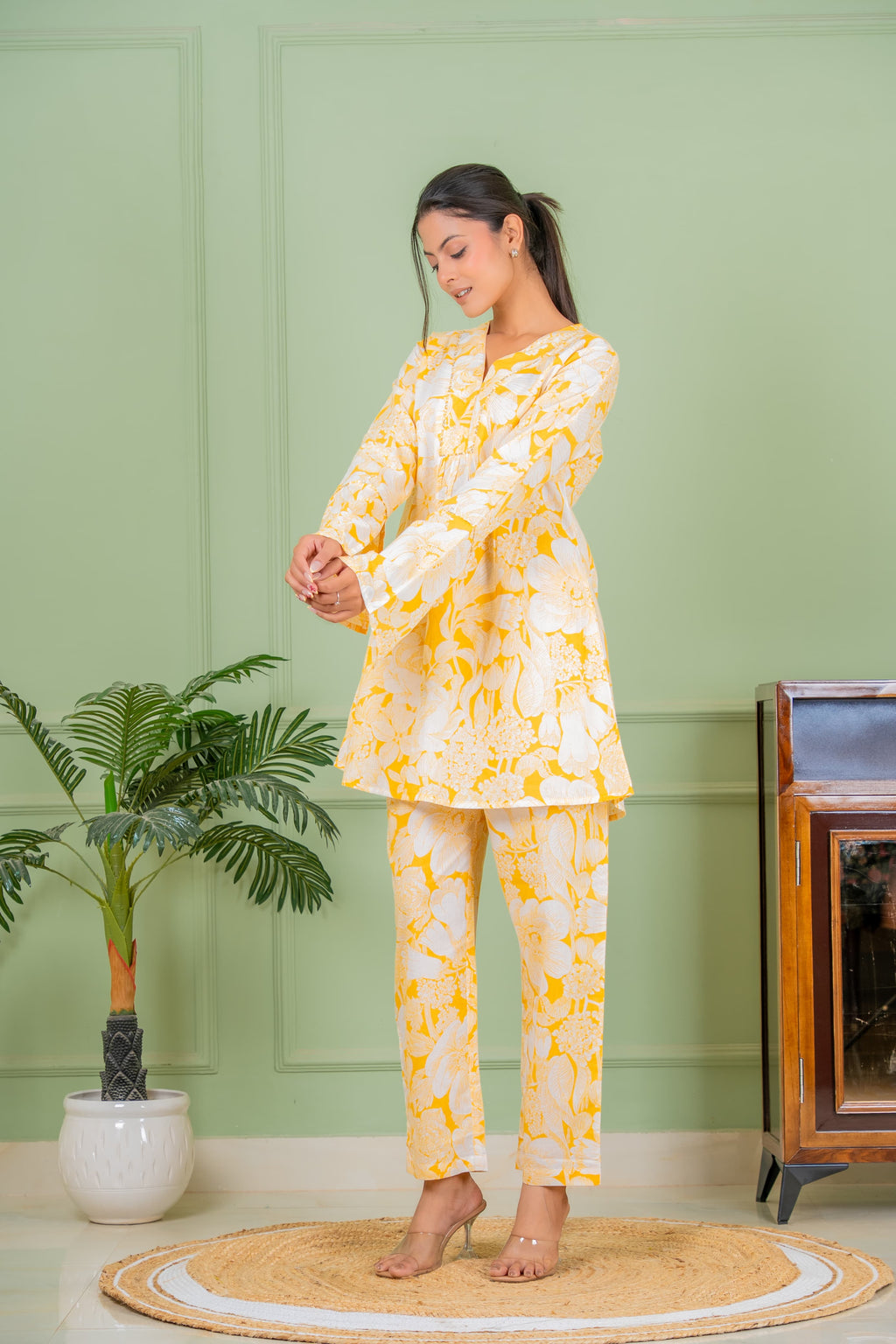 yellow flo co ord set