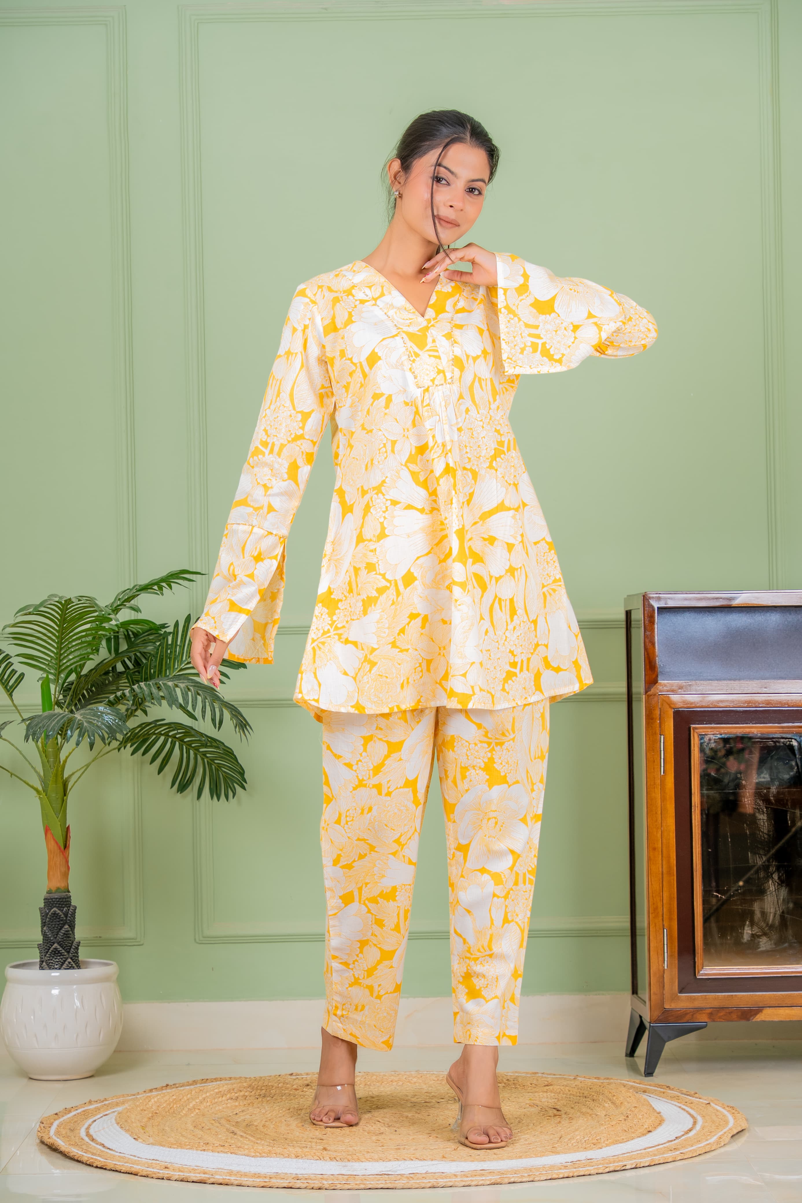 yellow flo co ord set