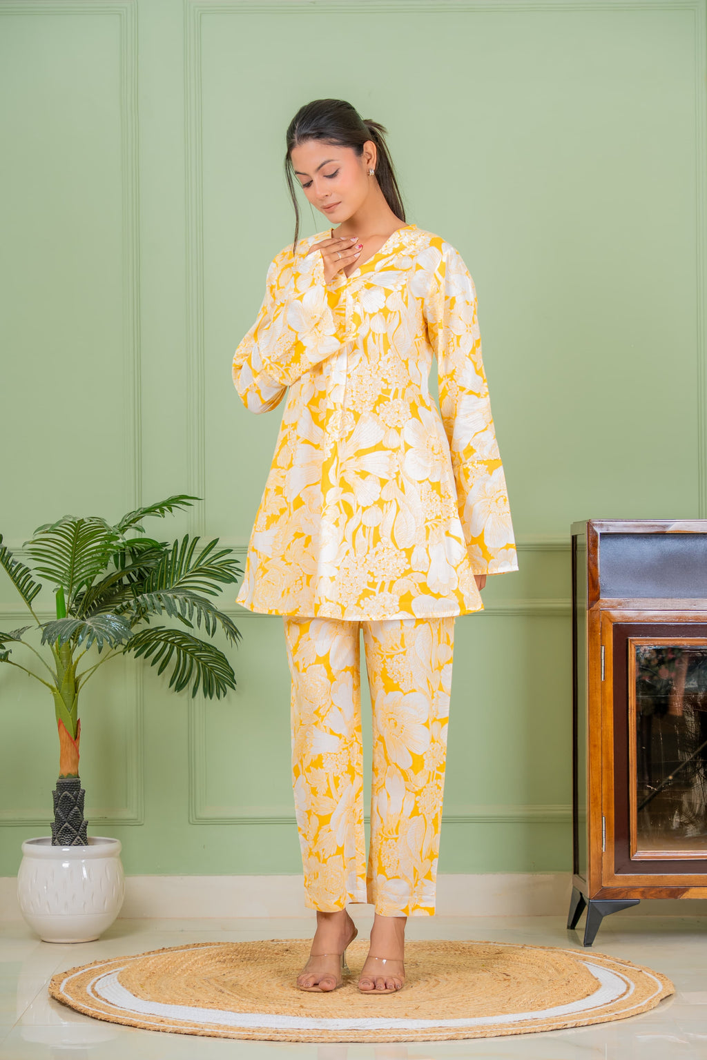 yellow flo co ord set