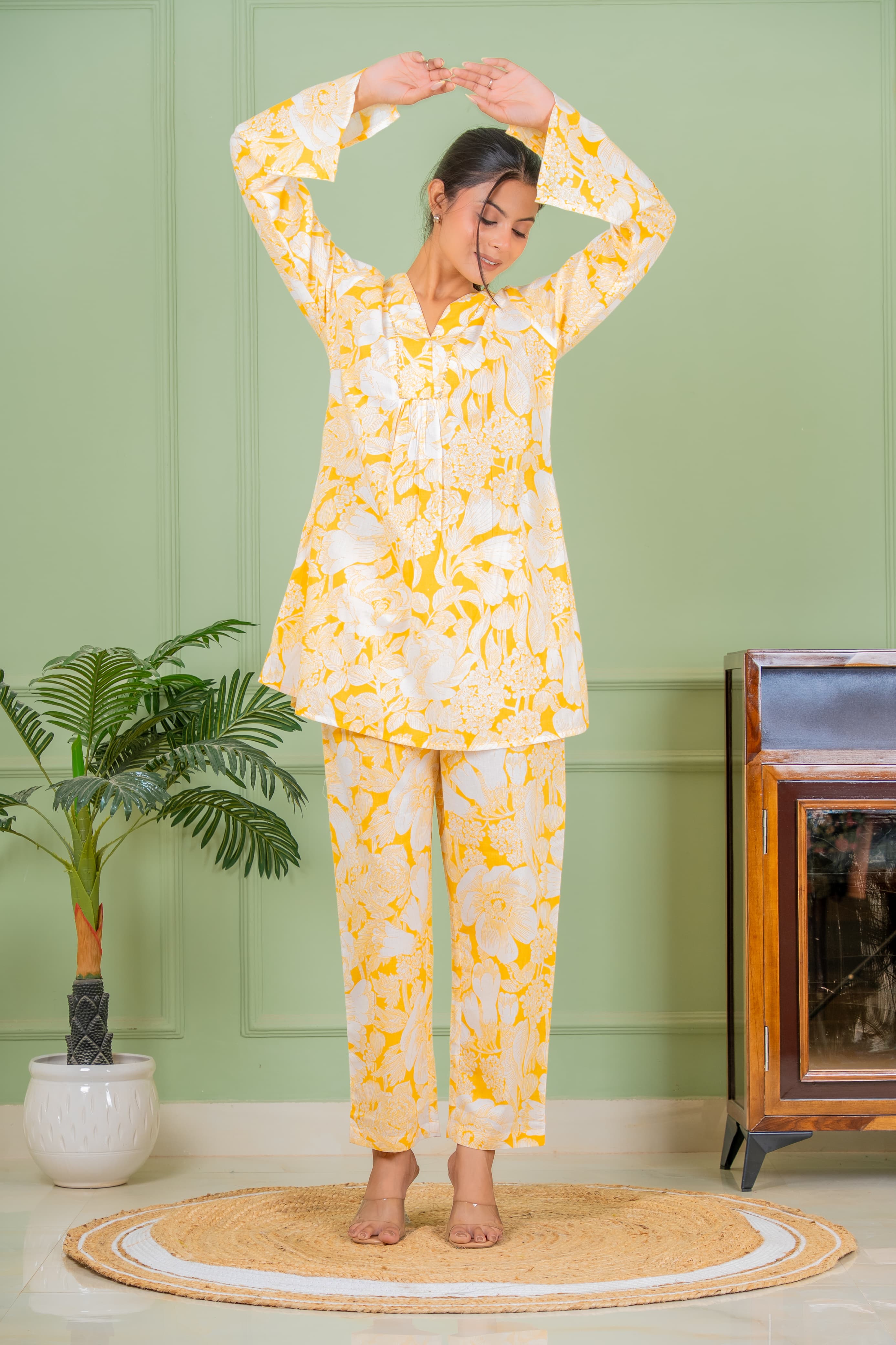 yellow flo co ord set