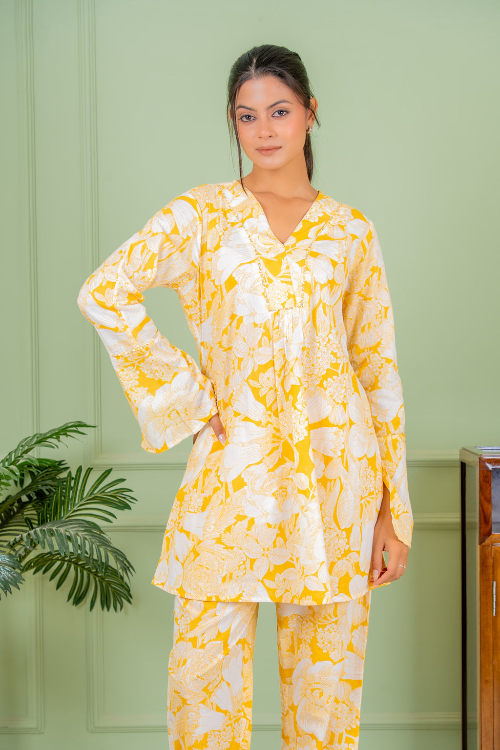 yellow flo co ord set
