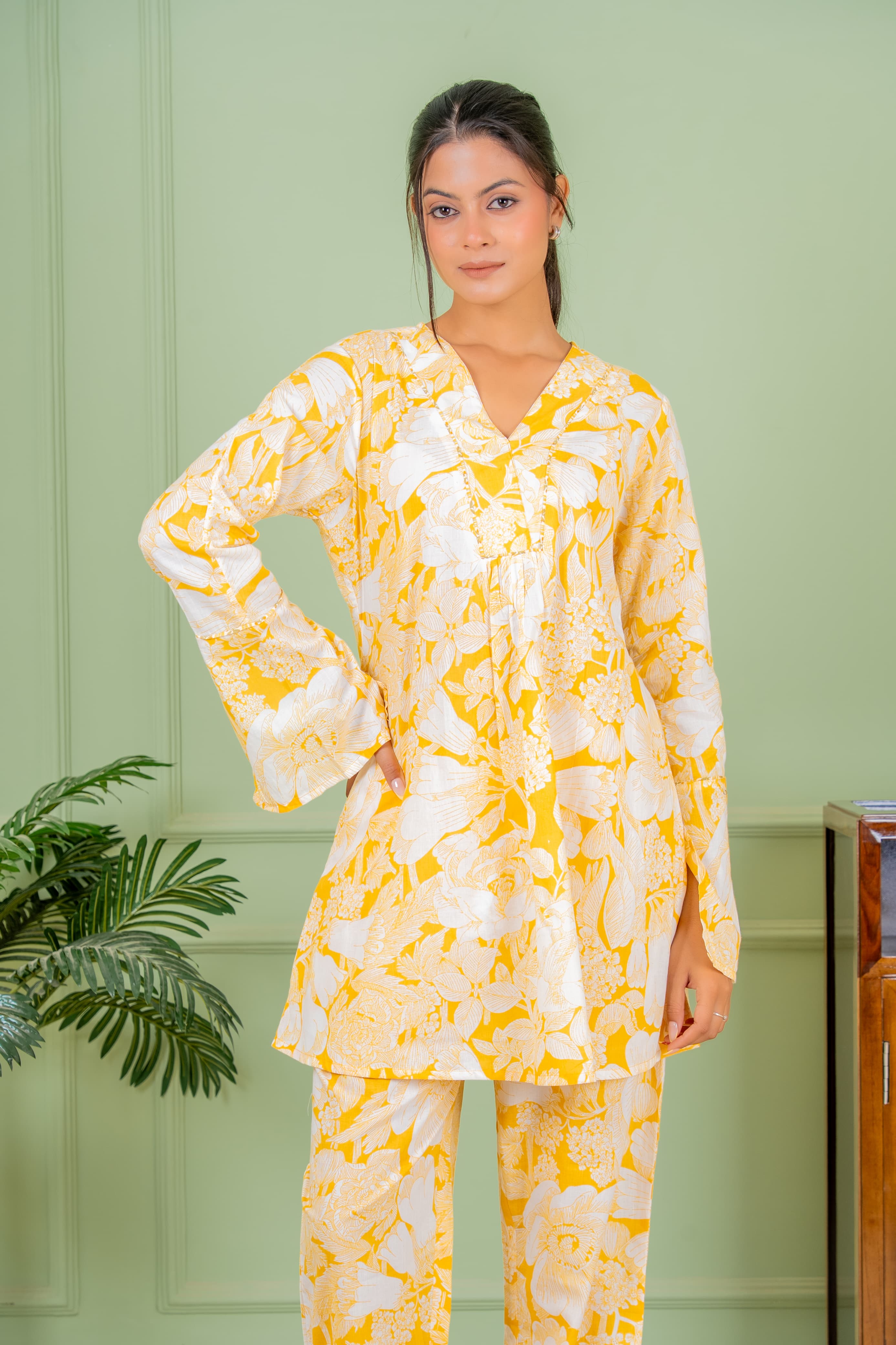 yellow flo co ord set