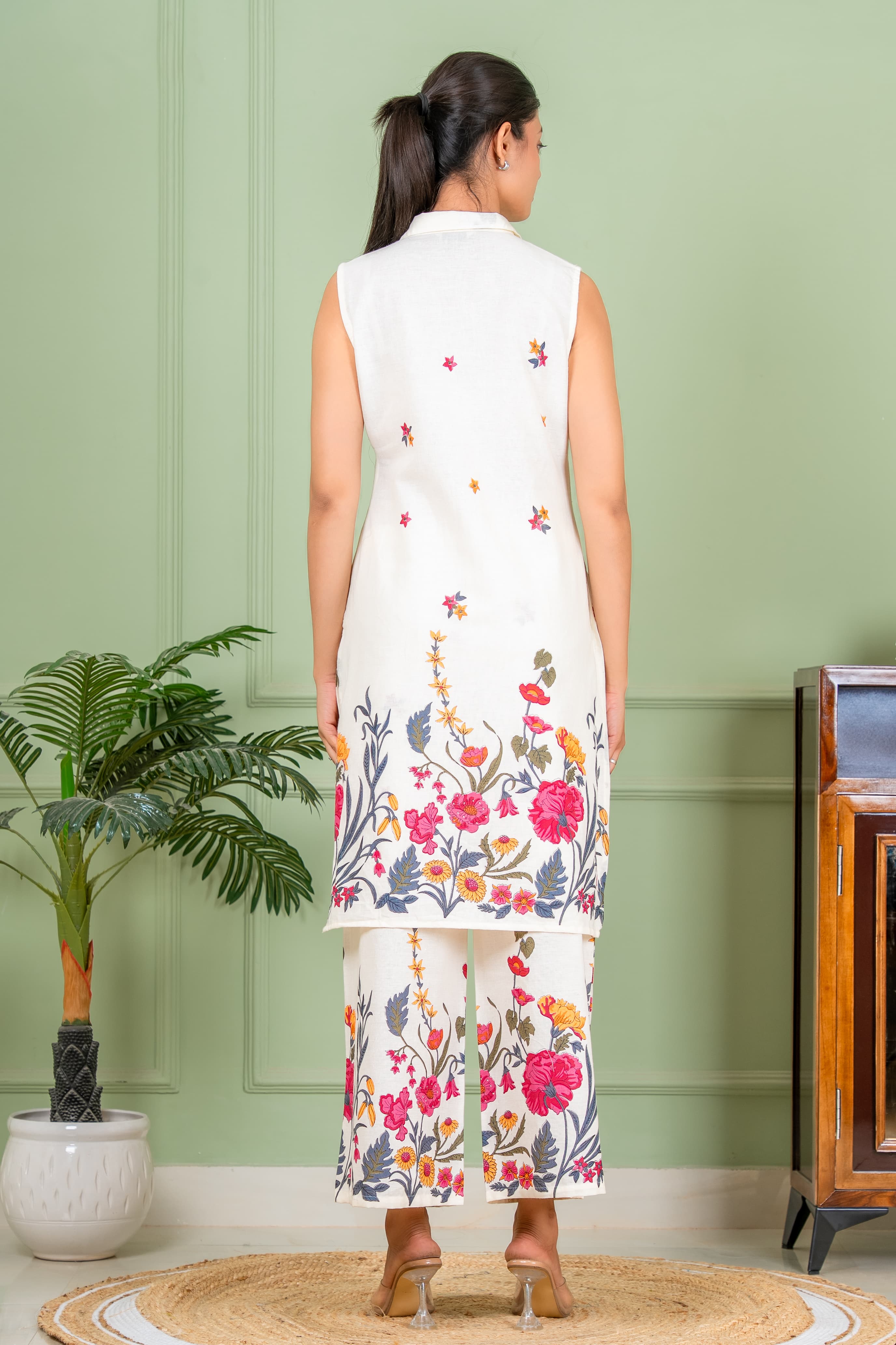 glossy white color co ord set