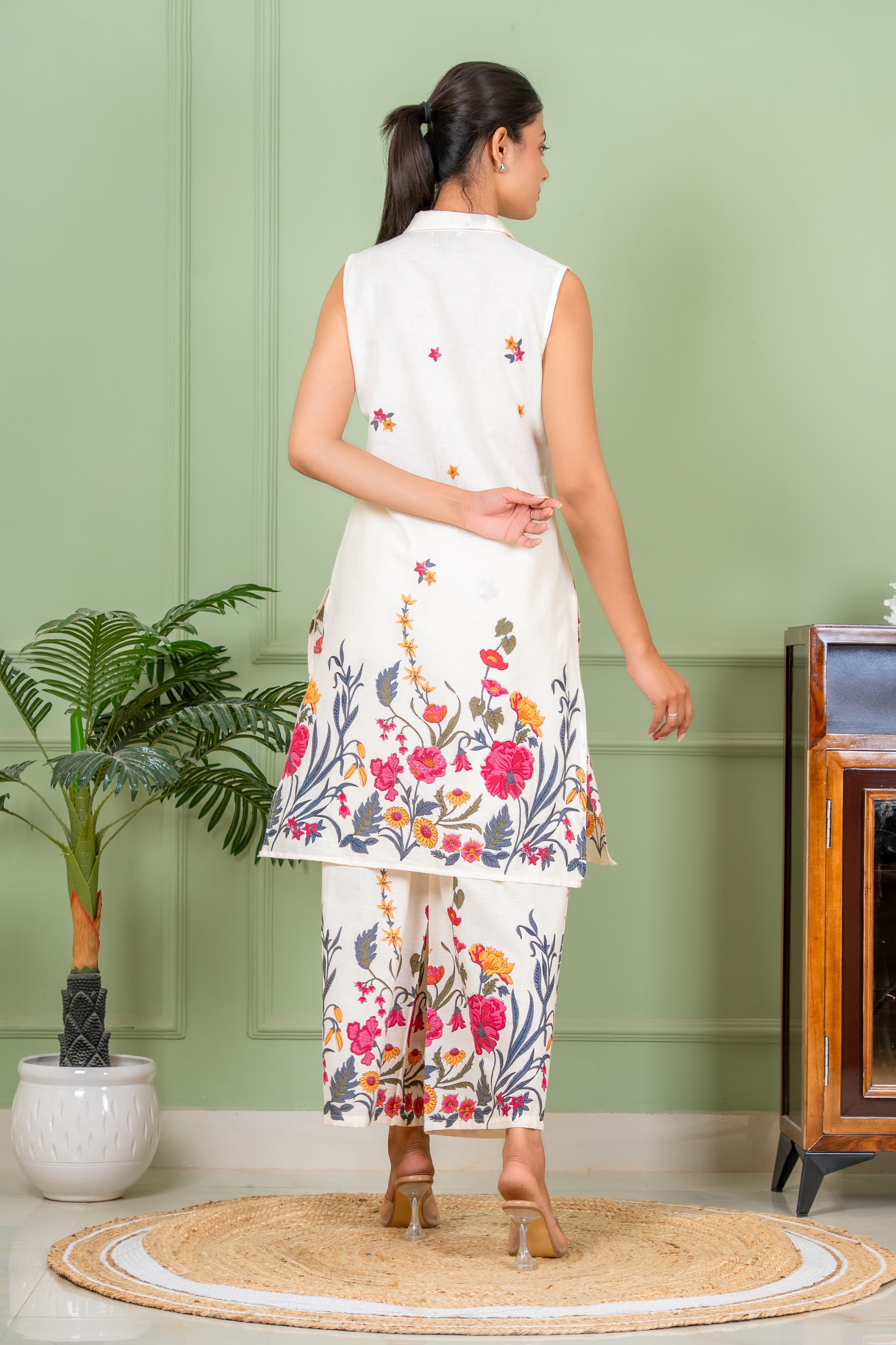 glossy white color co ord set