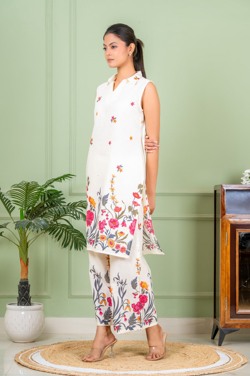 glossy white color co ord set