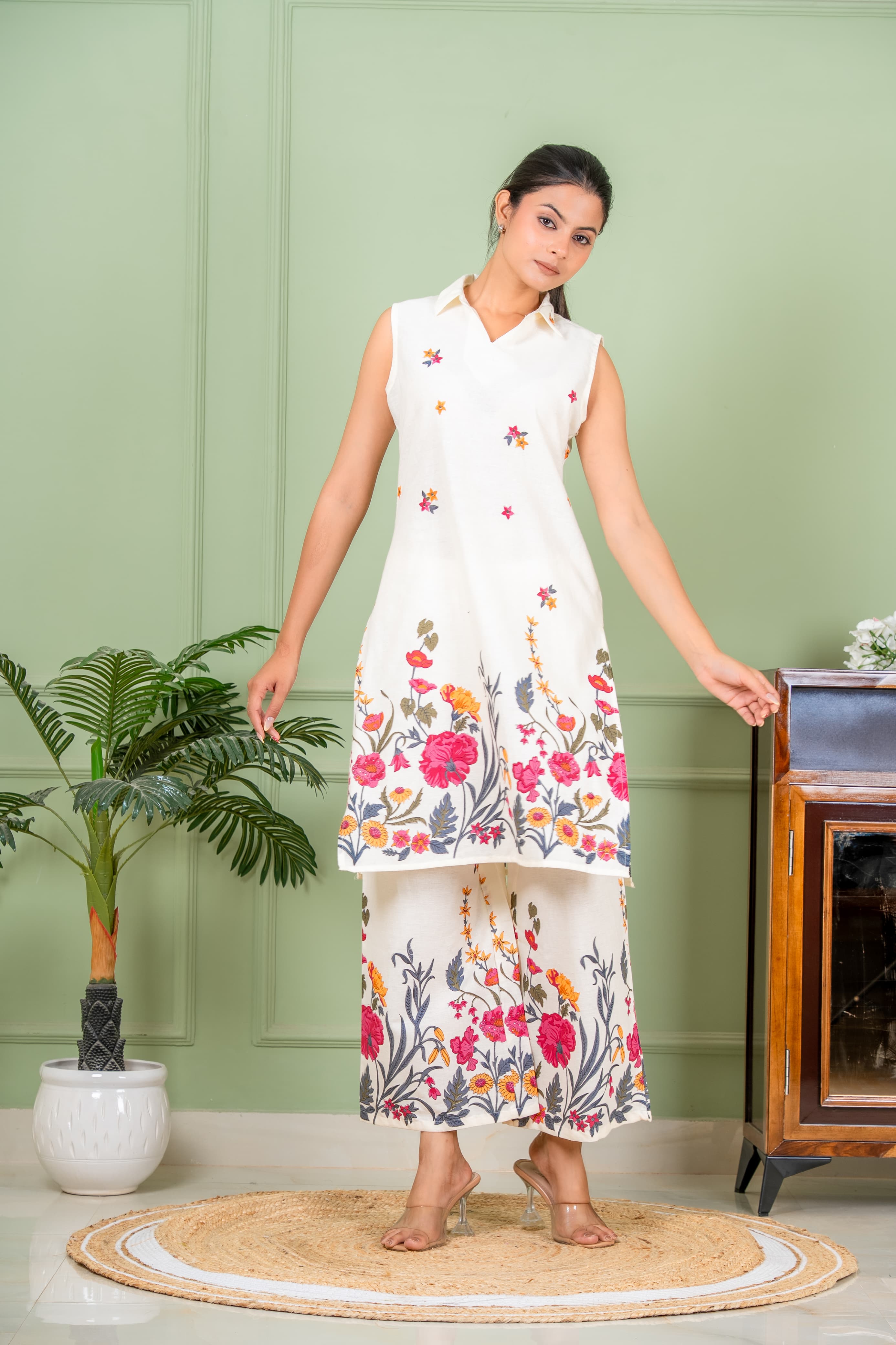 glossy white color co ord set