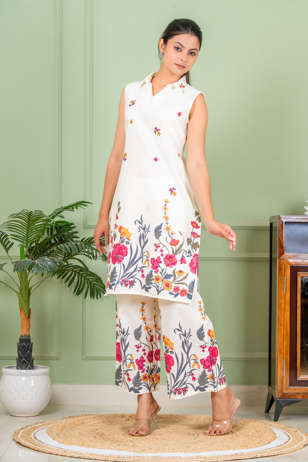 glossy white color co ord set