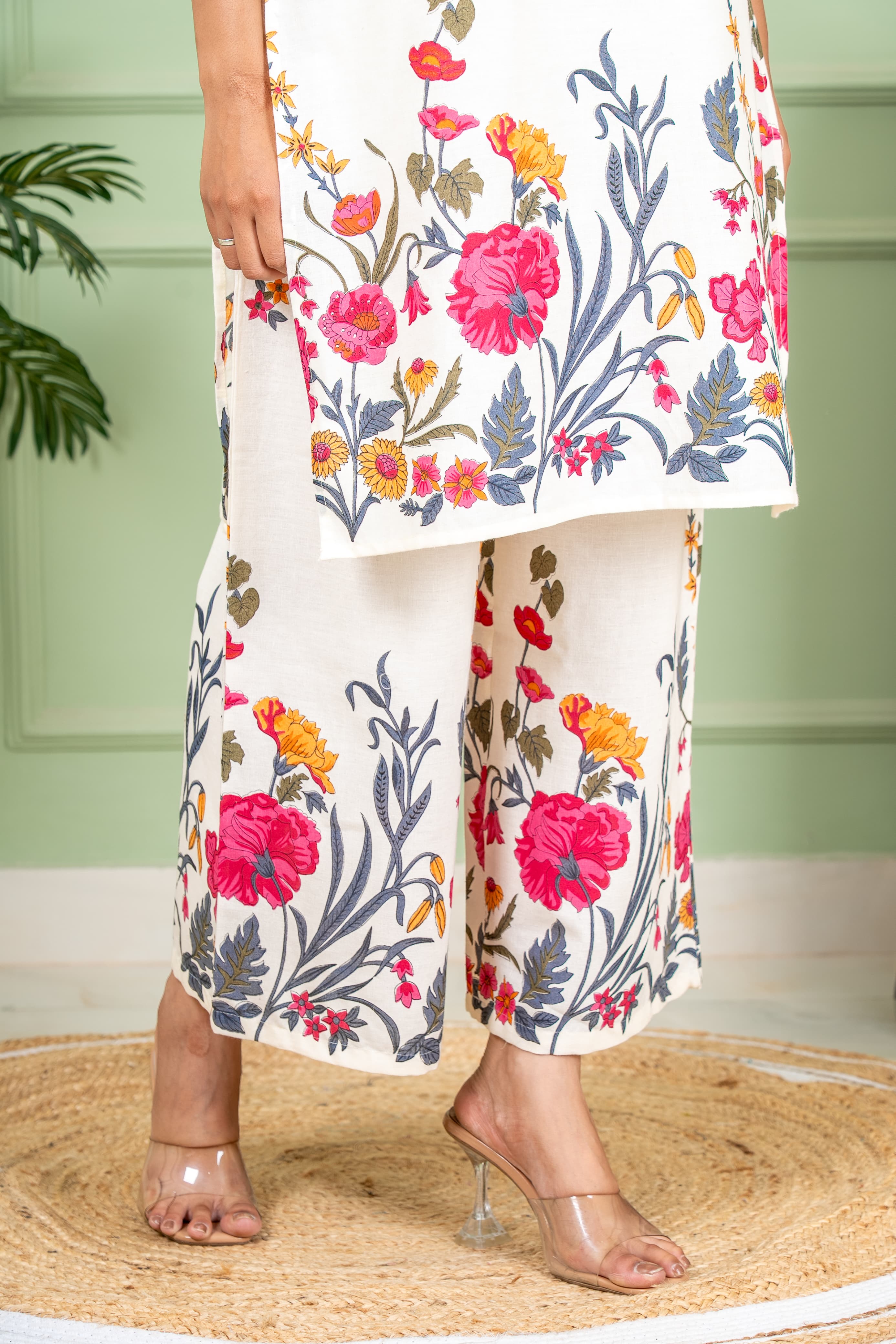 glossy white color co ord set