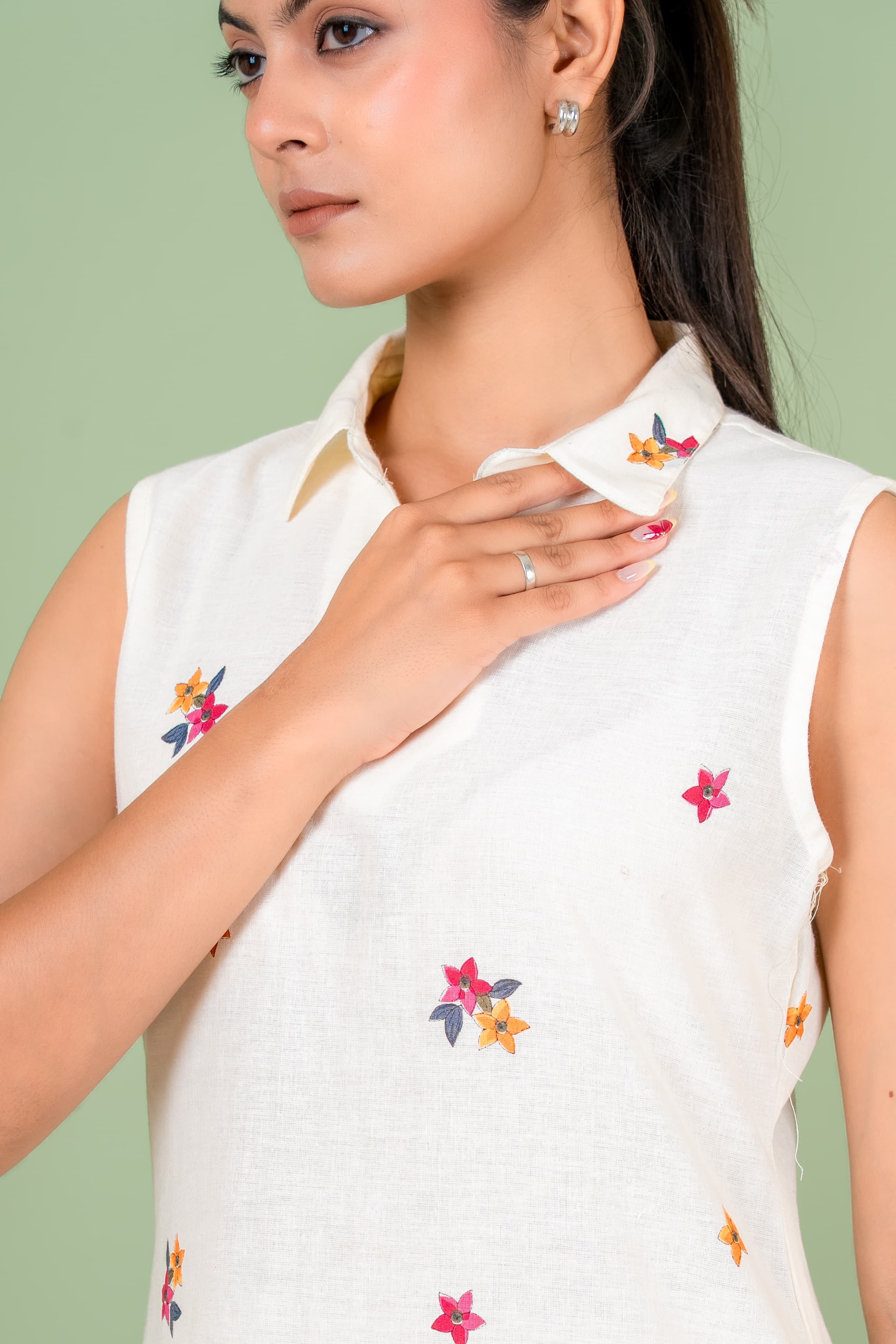 glossy white color co ord set