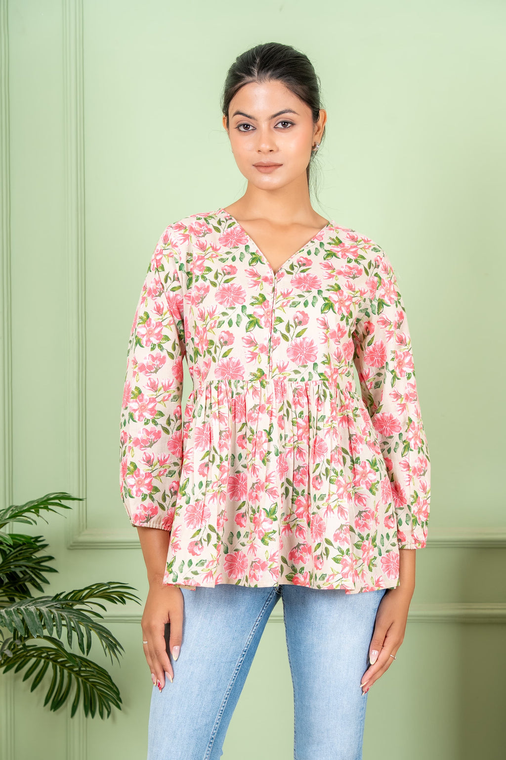 devine floral pink top