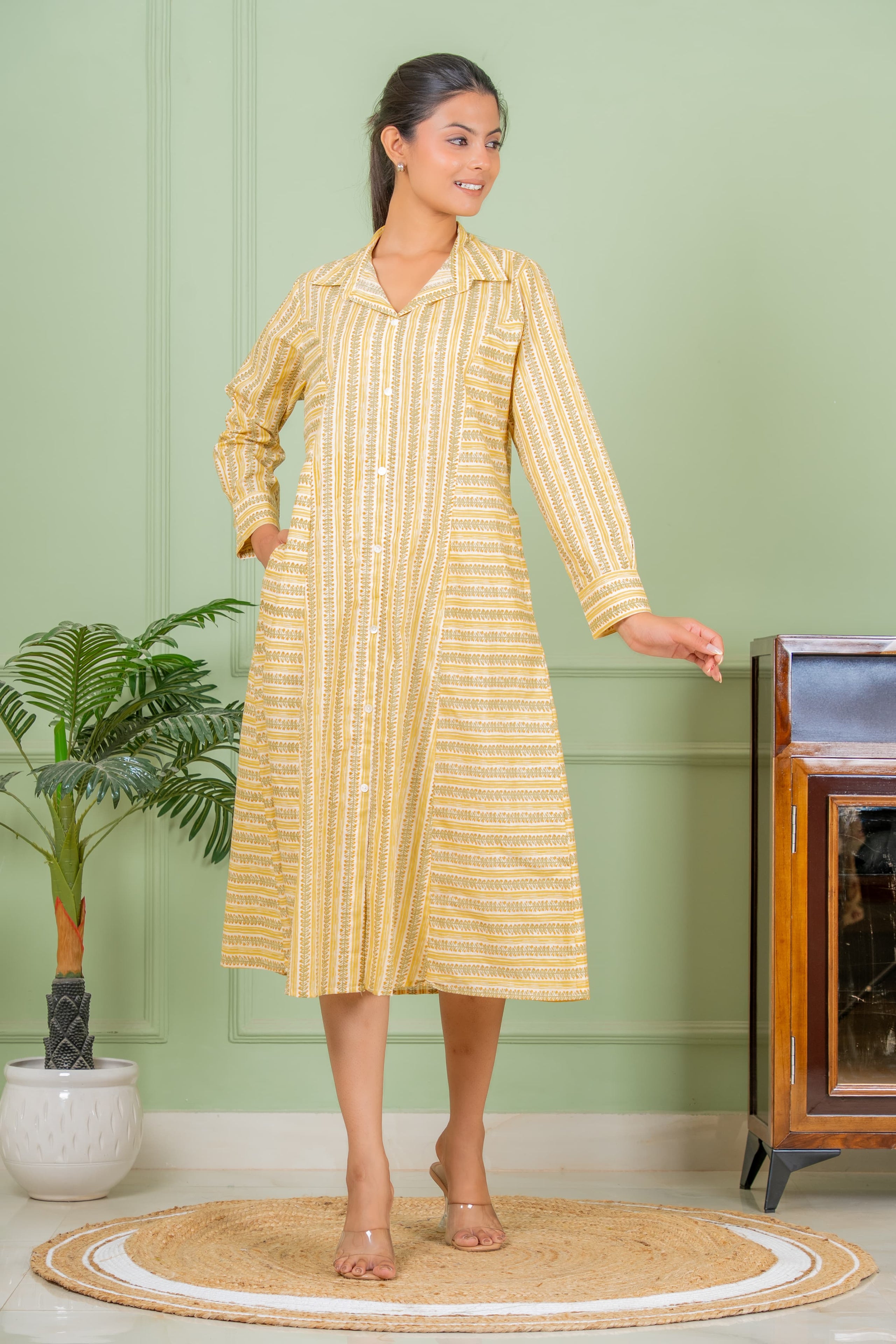 jasmine yellow A line  kurta