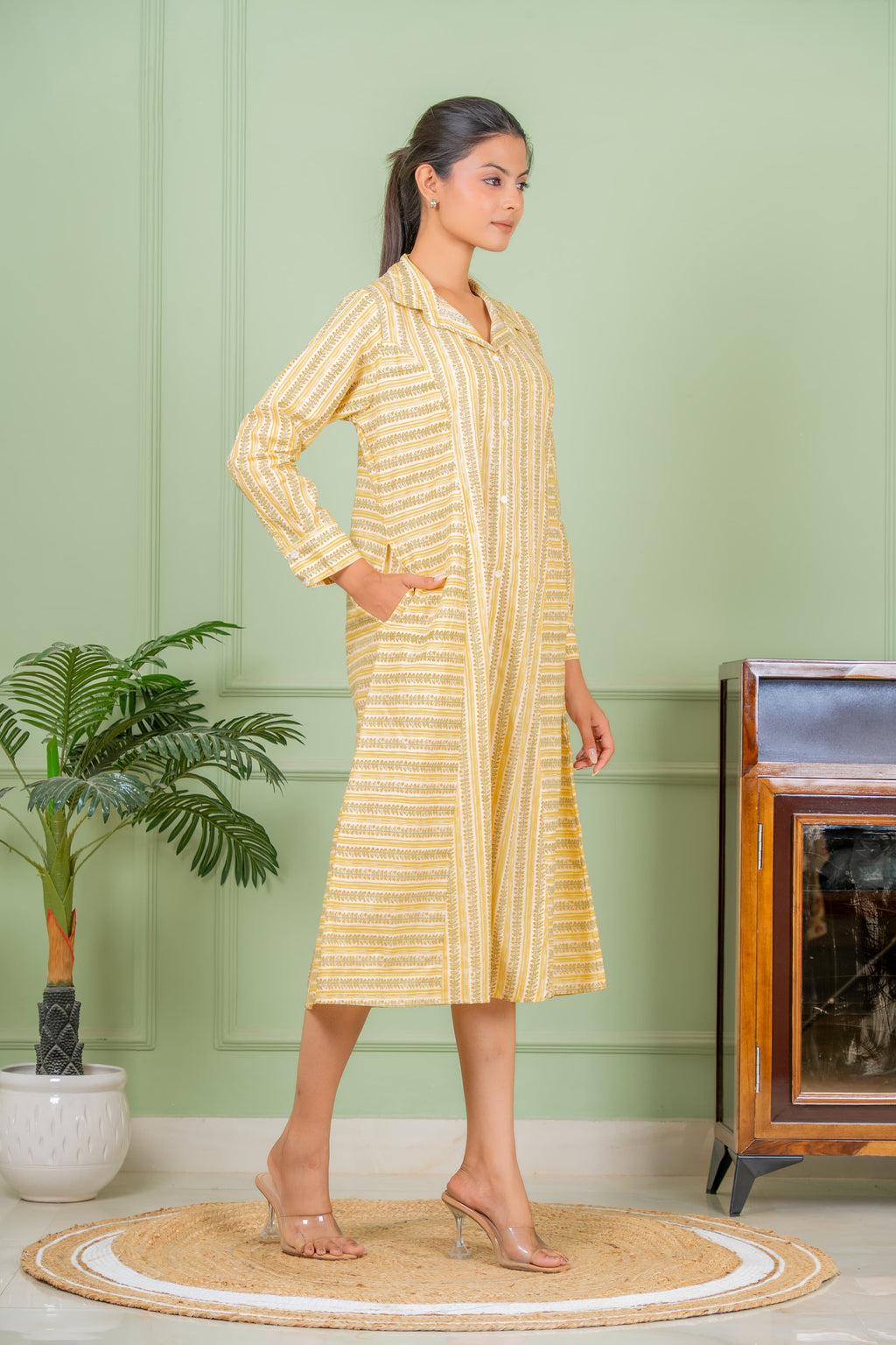 jasmine yellow A line  kurta