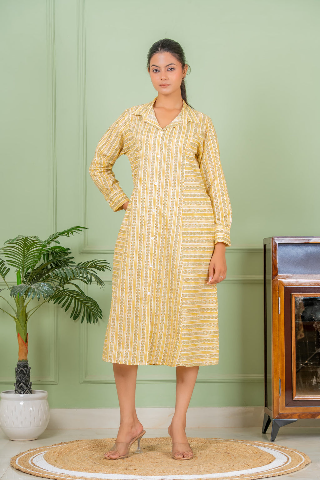 jasmine yellow A line  kurta