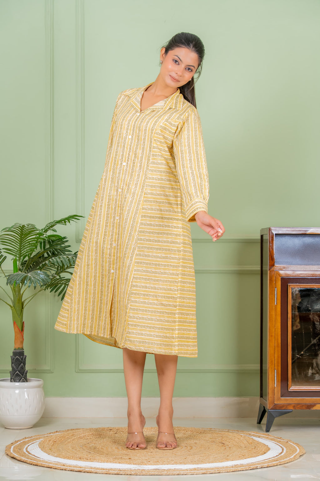 jasmine yellow A line  kurta