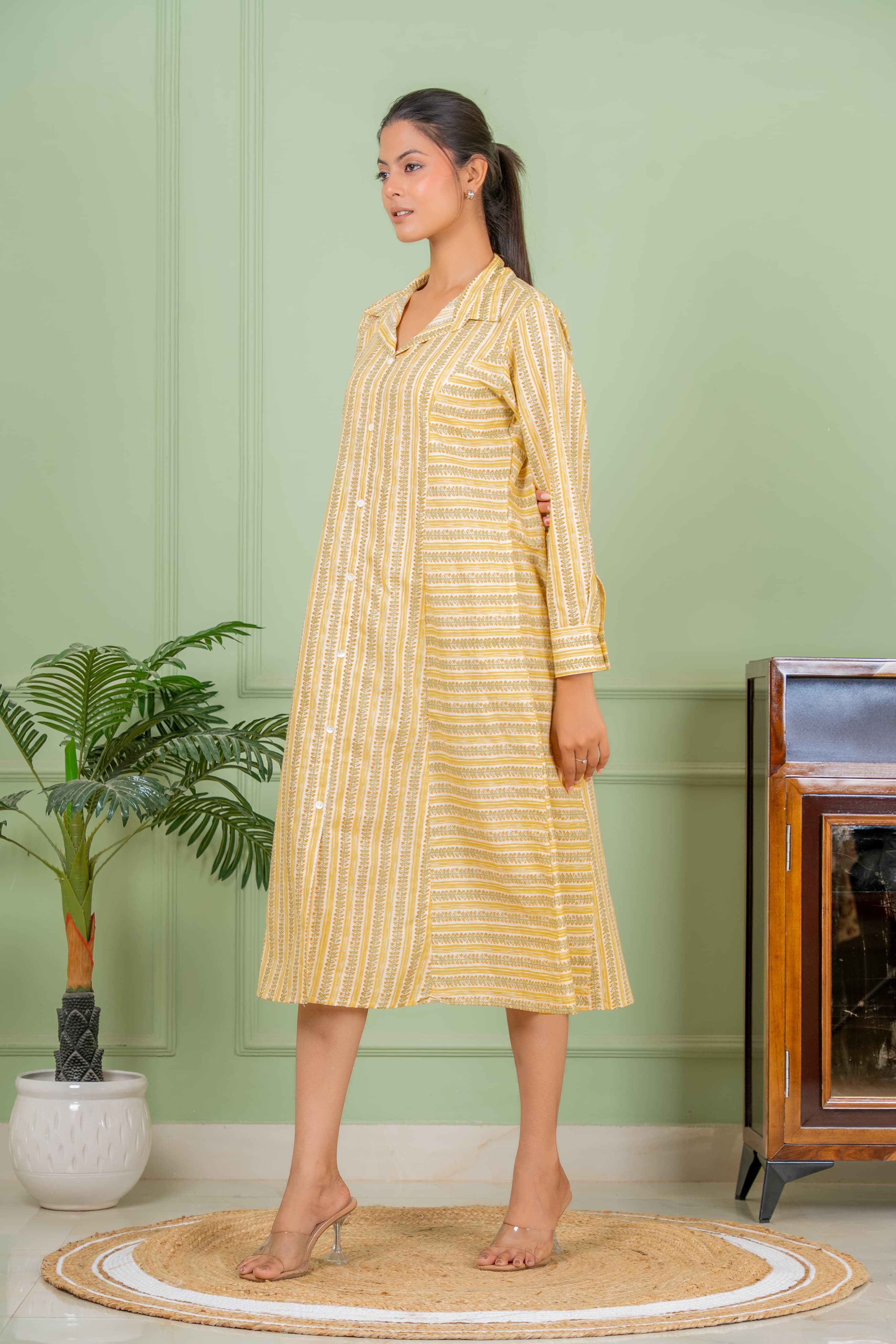 jasmine yellow A line  kurta
