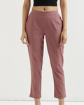 Women Rose Taupe Cotton Pant